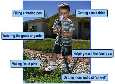 Picture of a child with a garden hose